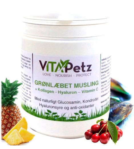 Grønlæbet Musling +Kollagen, Hyaluron & Vitamin C (Hyben) 150 Gram