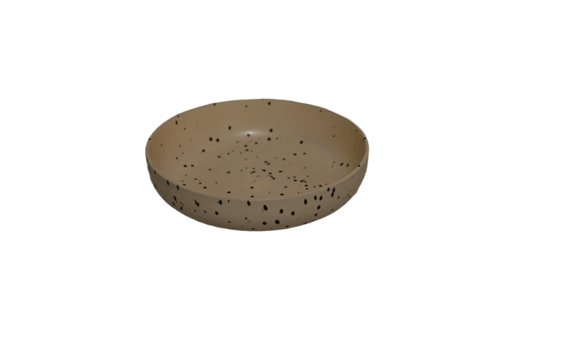 18. Keramisk hundeskål - beige med sorte pletter