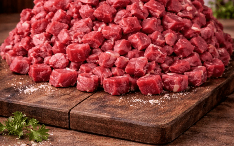 rensdyr kød i små stykker